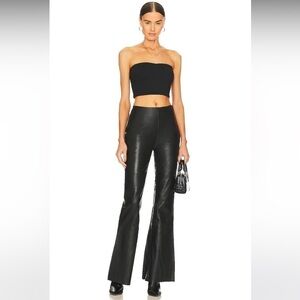 Deadwood Kick Leather Flare Pants Black Sz 38BR/6EU Revolve Sz 4